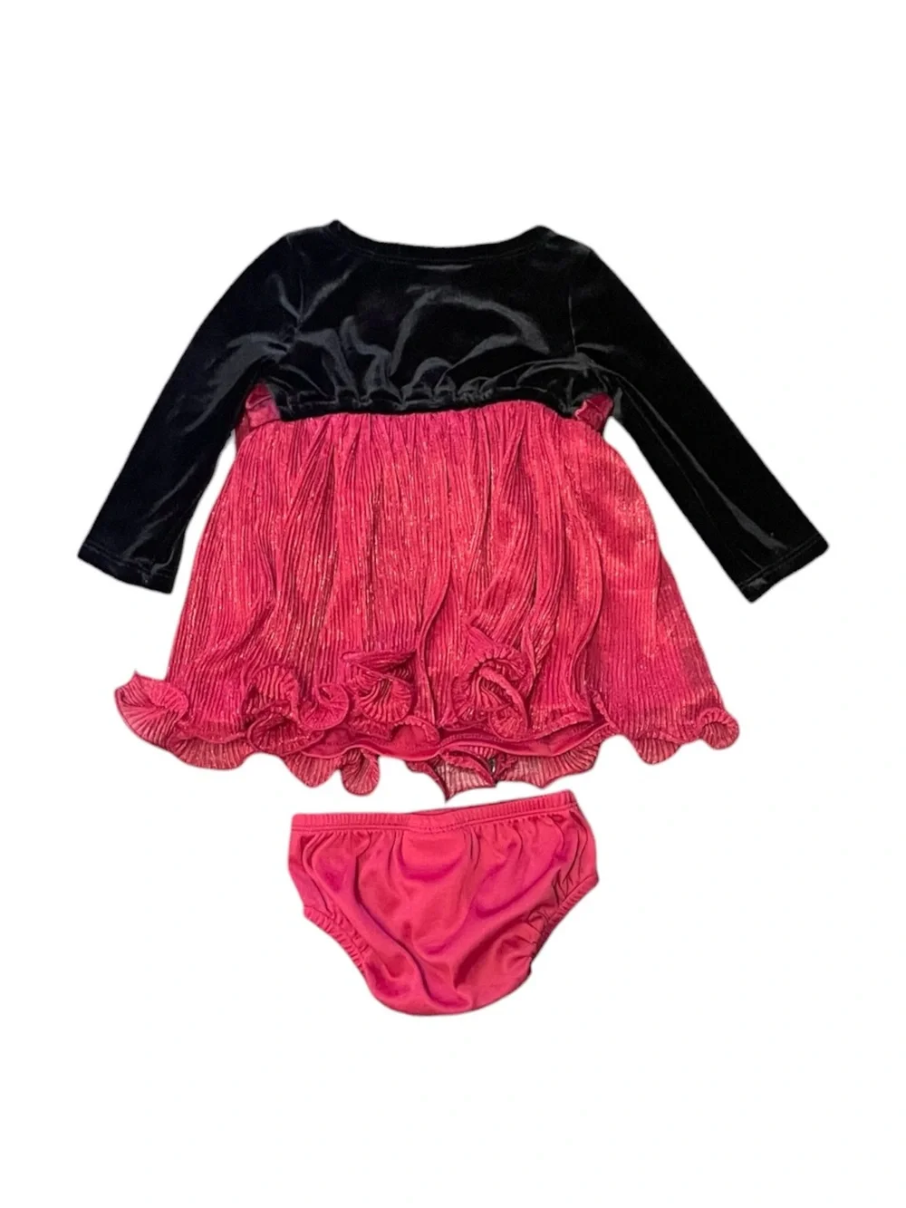 BONNIE BABY Holiday Party Dress Black and Red with Bow Baby Girl’s size 6M